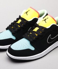 AJ1 Black, blue and yellow stitching