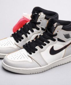 AJ1 gray and white scratch shoes for women