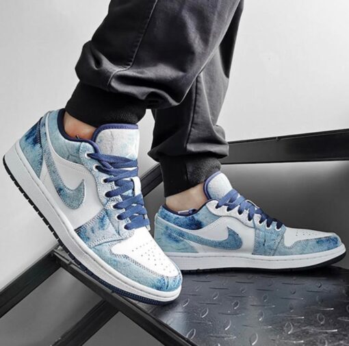 AJ1 washed denim denim