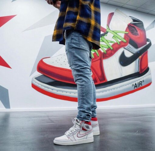 AJ1 white and red manuscript