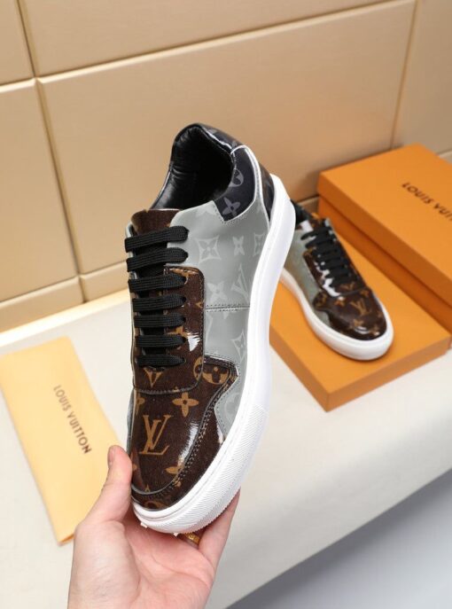 LUV BLnogram Denim Brown And Gray Sneaker