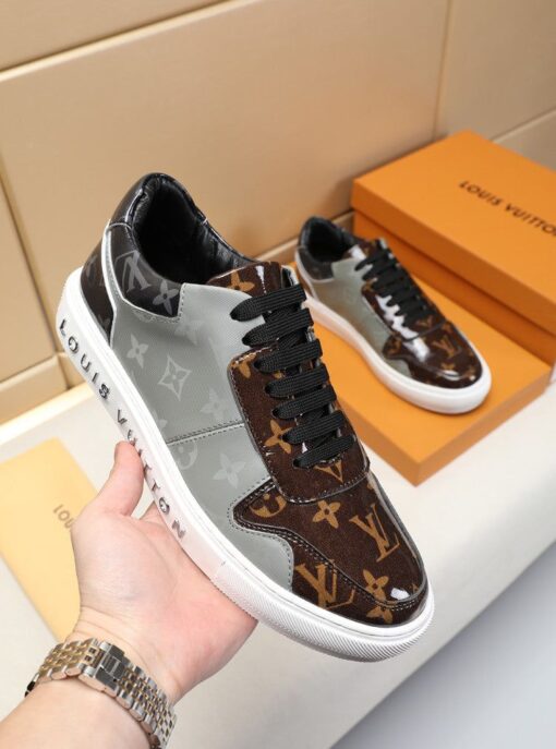 LUV BLnogram Denim Brown And Gray Sneaker