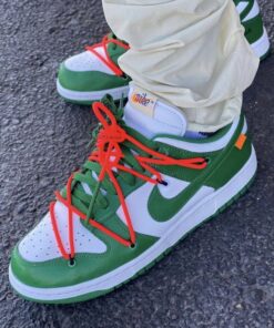 OW x Dunk Low White Green