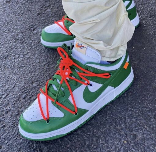 OW x Dunk Low White Green