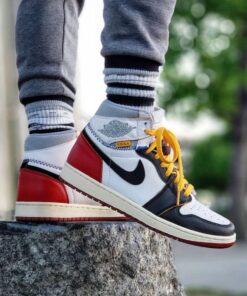 Union x AJ1 High white and red stitching